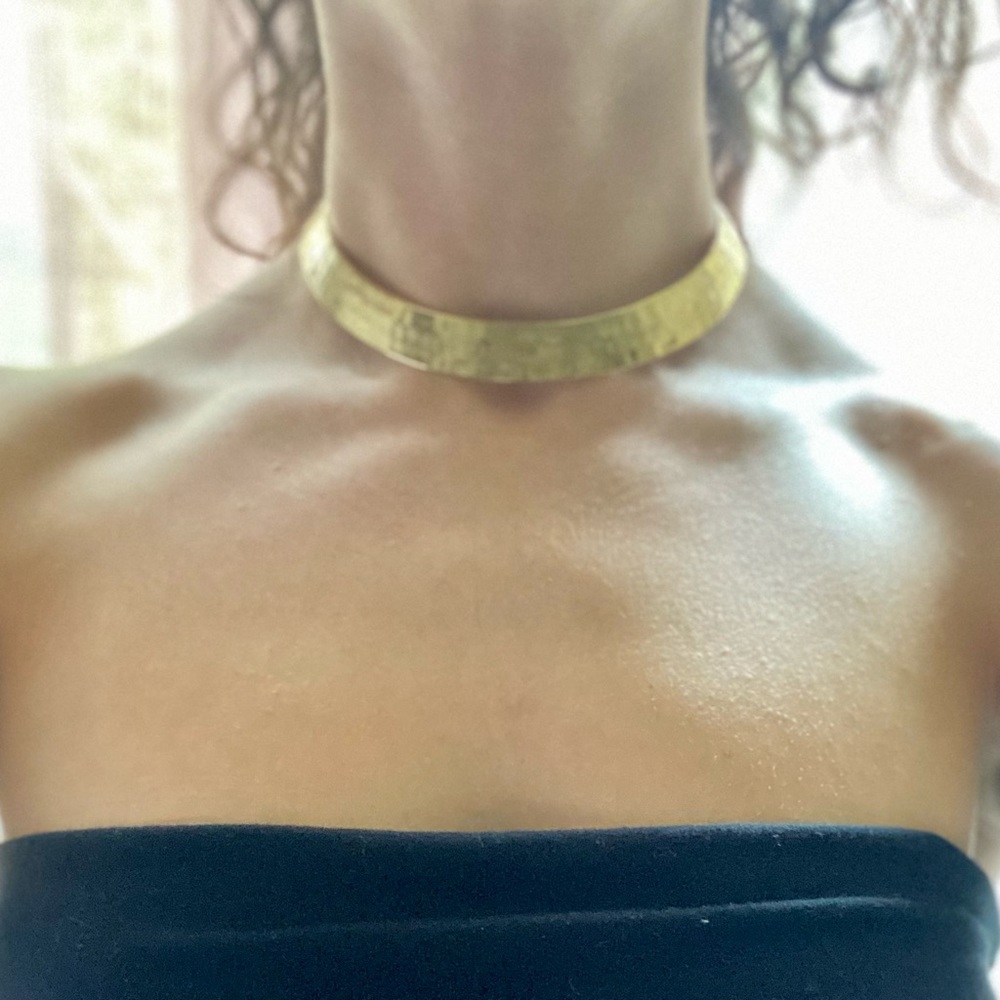 Mona Assemi Gold Plated Textured Collar Necklace